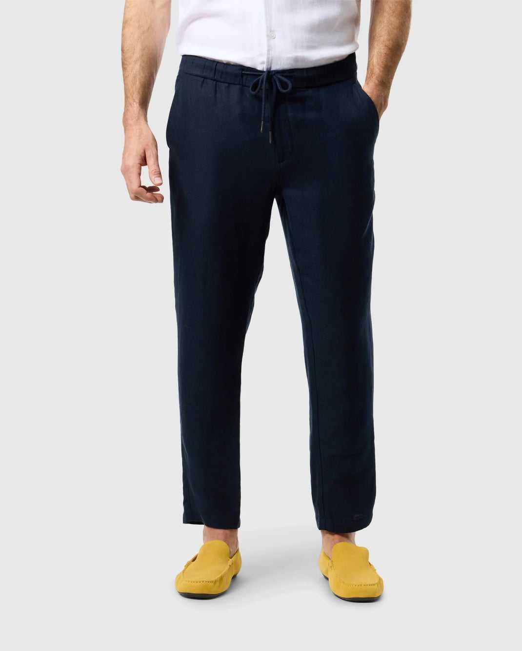 Pantalon Psycho Bunny Fate Linen Drawstring Pant Bleu Marine Homme | DPJ-47150813